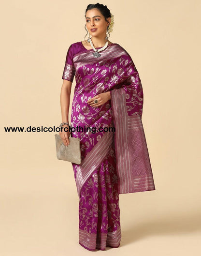 Wine Silk Saree