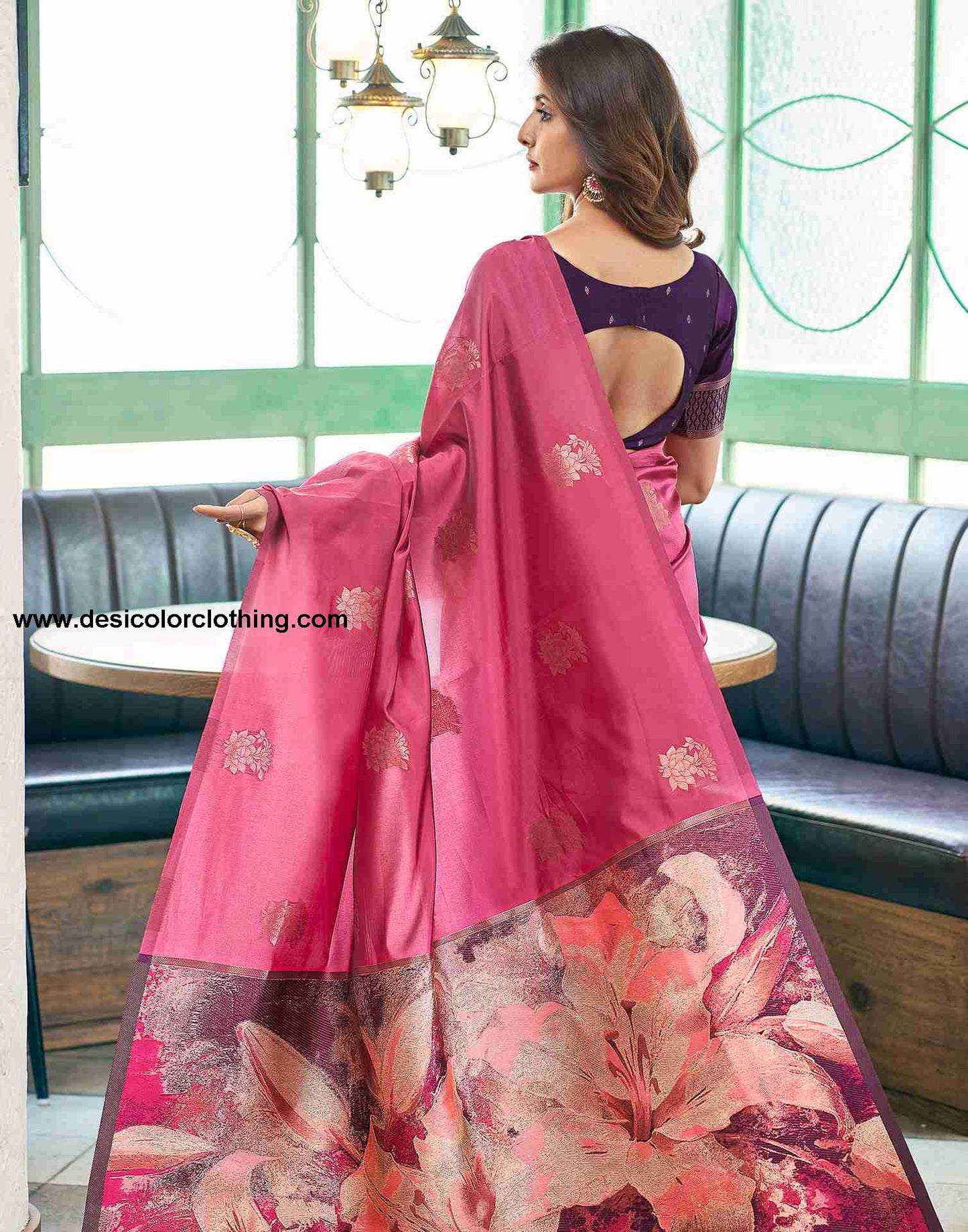 Pink Silk Woven Saree