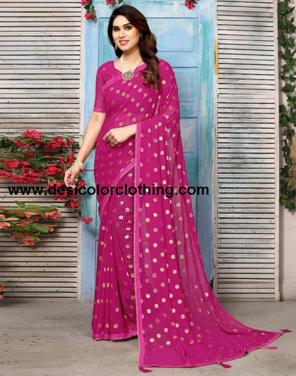 Rani Pink Georgette Printed Saree