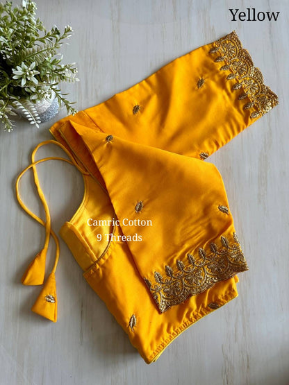 Elegant Camric Cotton Kurta with Zari and Embroidery Work