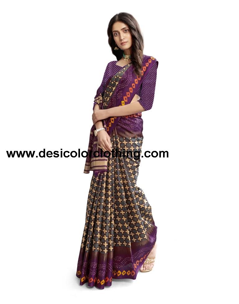 Purple Coloured Poly Silk Printed Casual saree | SLV1735S266