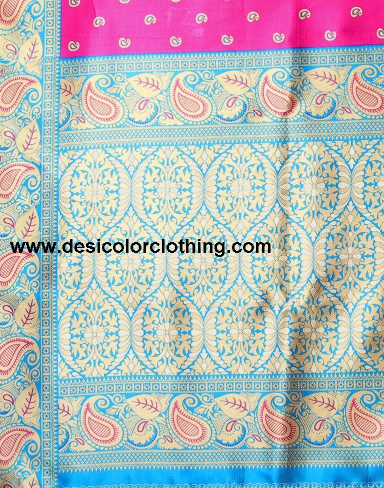 Rani Pink Printed Silk Saree