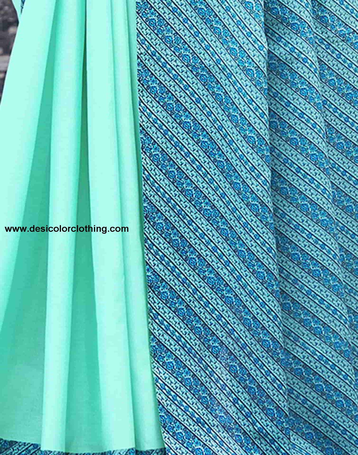 Turquoise Silk Printed Saree