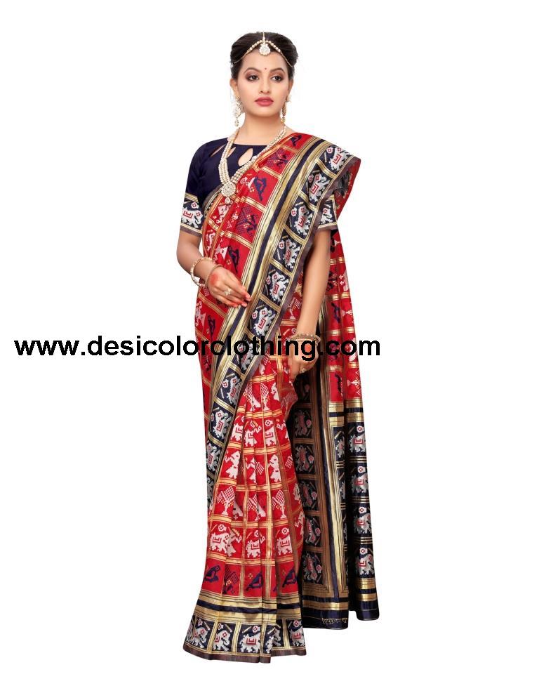 Red Coloured Poly Silk Jacquard Partywear saree | SLV1319S105