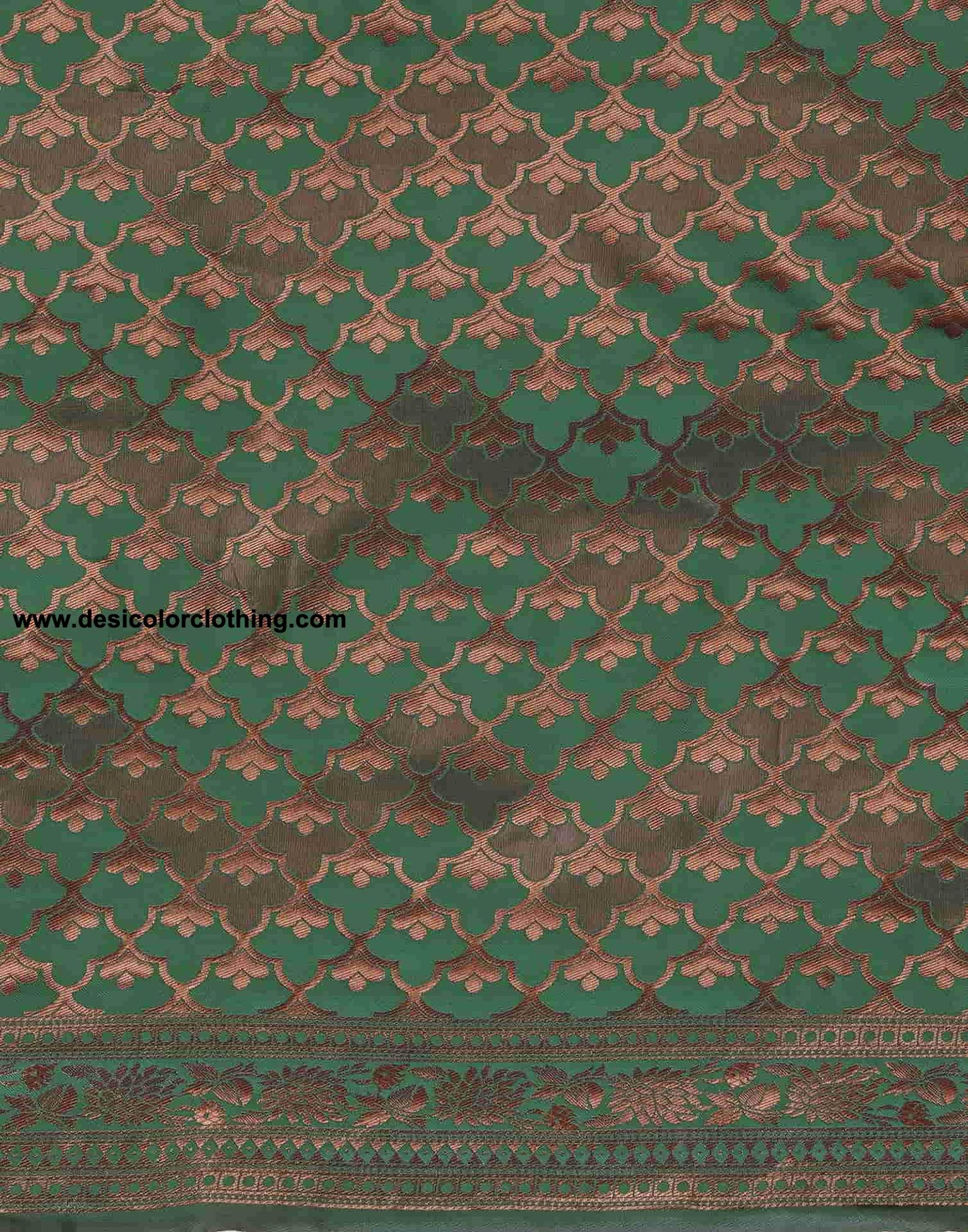 Green and Red Banarasi Silk Woven Saree