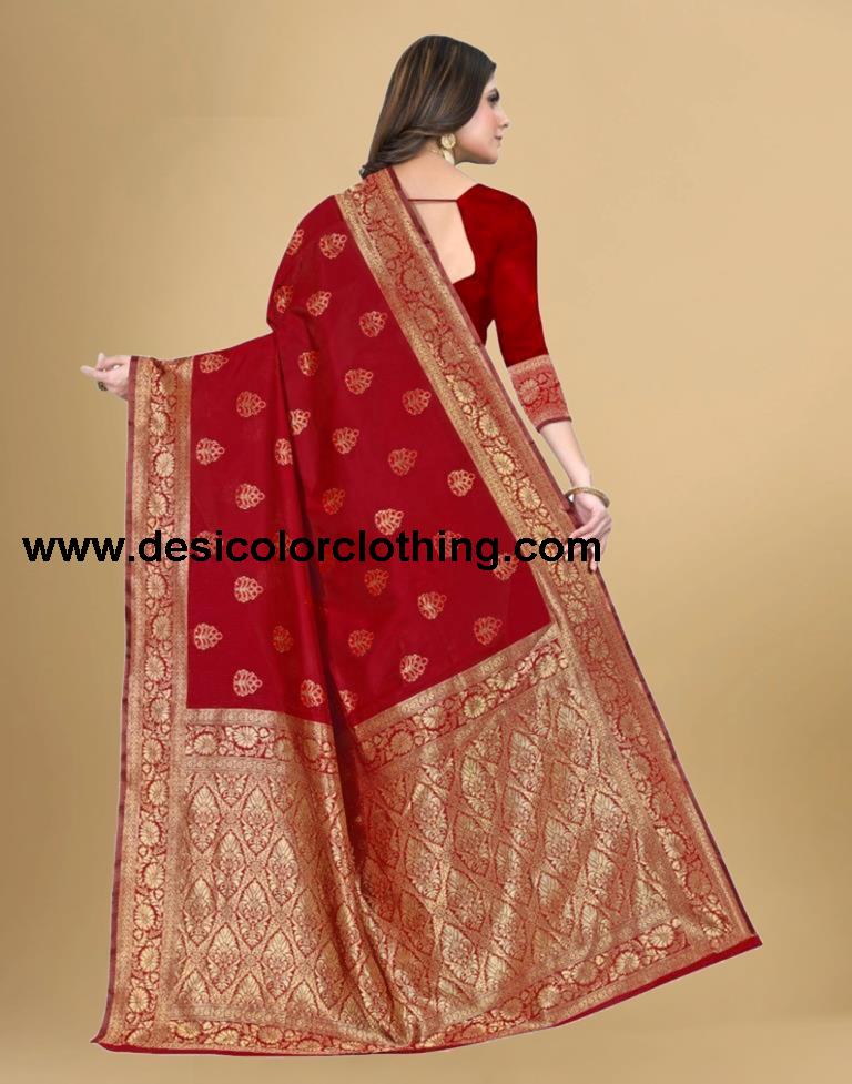 Red Jacquard Banarasi Silk Saree