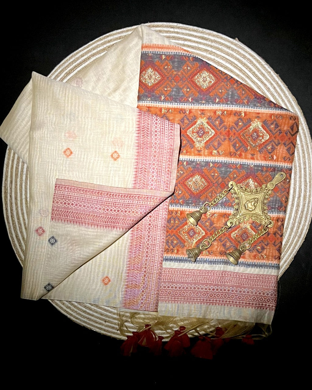 Product Image - Designer Muga Silk Saree with Contrast Weaving Border – Festive Wear