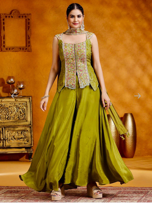 Product Image - Elegant Designer Saree and Palazzo Set