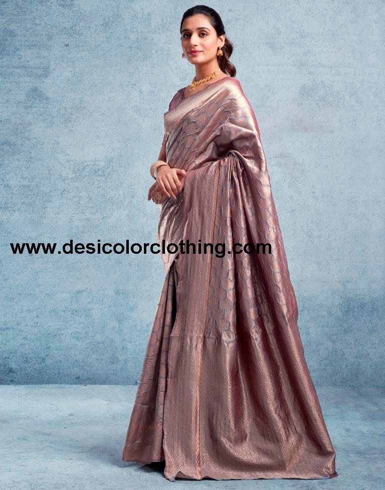Copper Silk Plain Saree