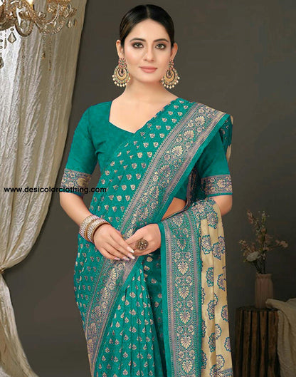 Rama Green Jacquard Silk Saree