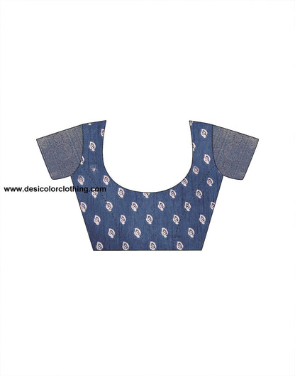 Blue Silk Printed Saree
