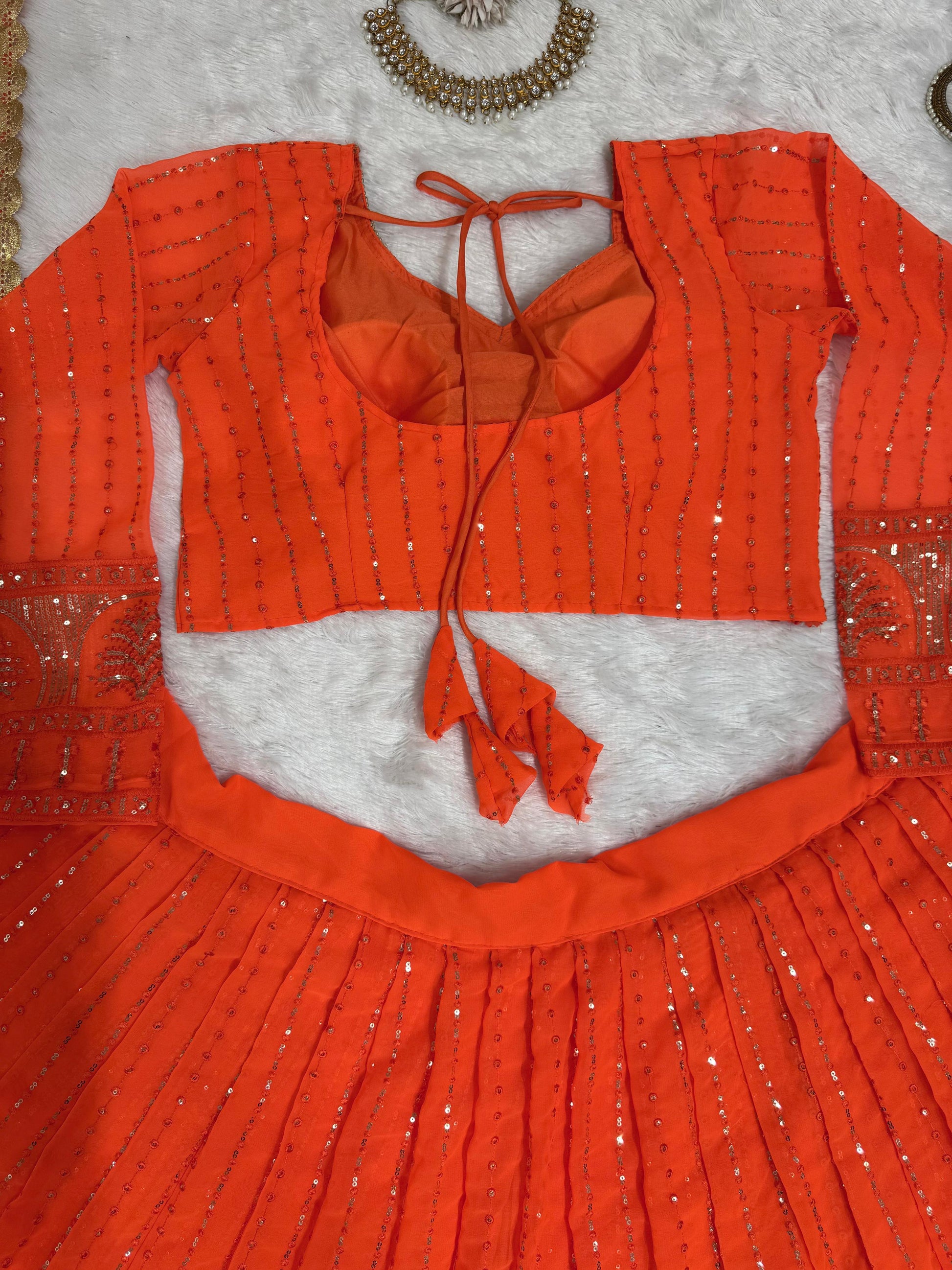 Product Image - QRC-321 Lehengha Choli Set - Foux Georgette, Thread with Sequnce Work