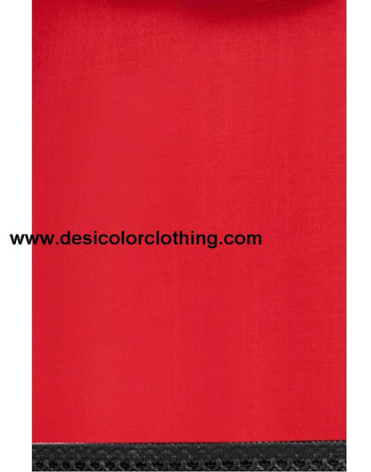 Red Cotton Handwork Unstitched Salwar Suit
