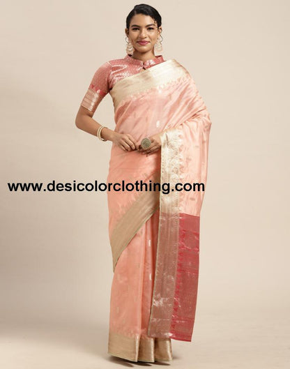 Peach Silk Saree