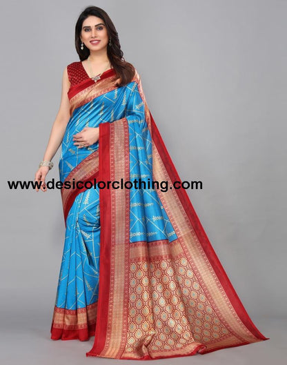 Sky Blue Banarasi Silk Saree