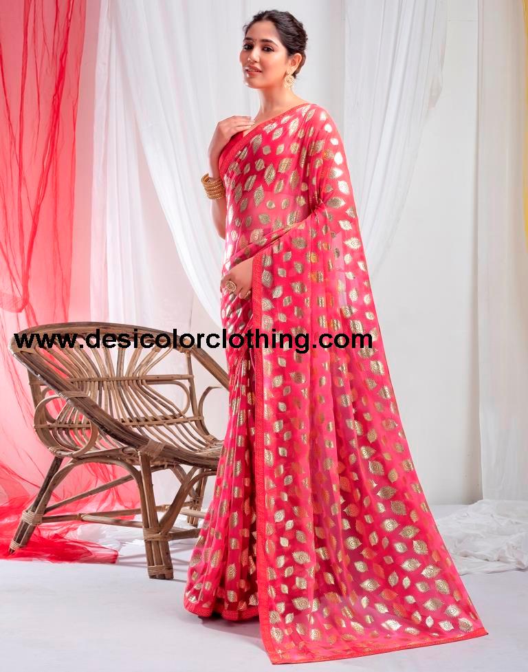 Red Lycra Printed Saree