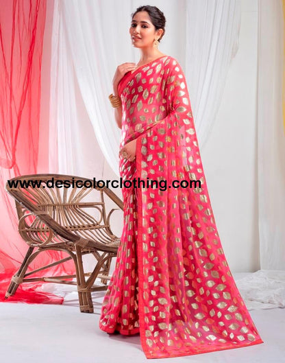 Red Lycra Printed Saree