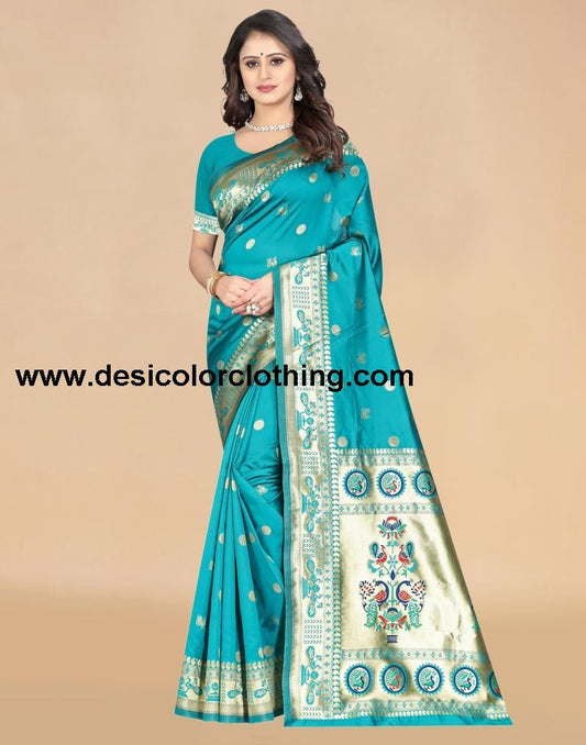 Rama Paithani Silk Saree