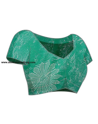 Rama Green Georgette Printed Saree