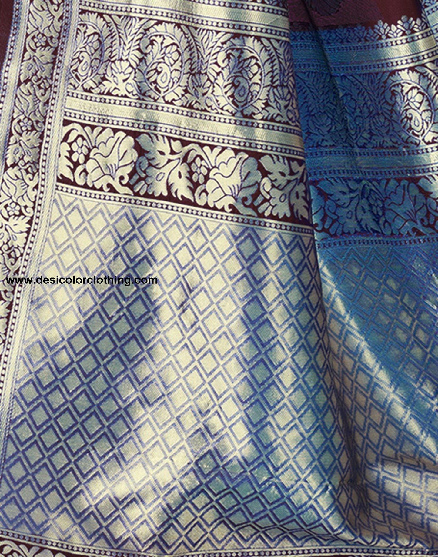 Brown Jacquard Silk Saree
