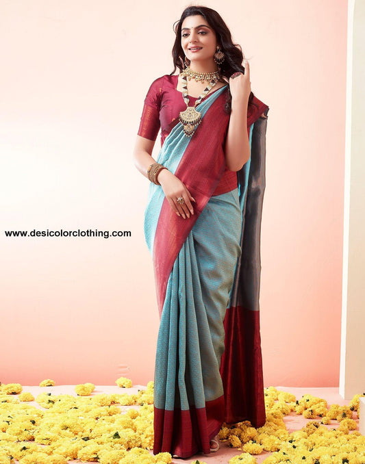Wine Jacquard Silk Saree
