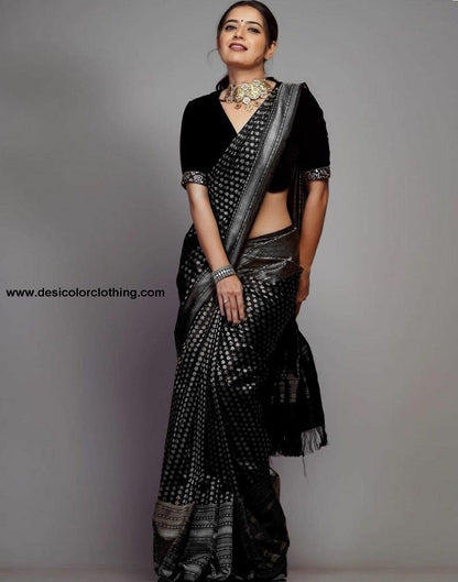 Black Banarasi Silk Saree