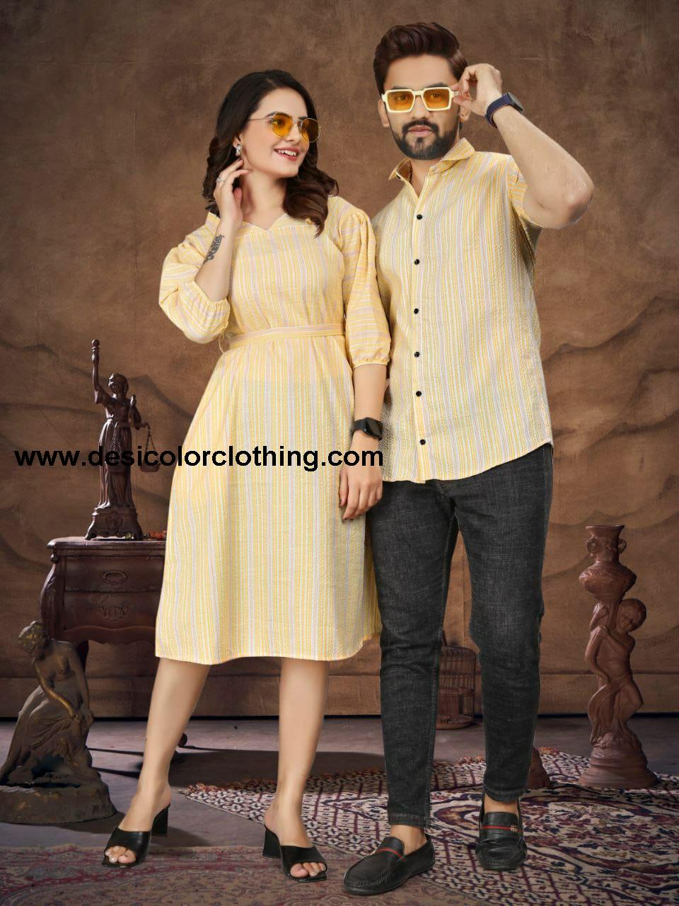 Veer-Zara-2 Pure Cotton Couple Combo (Shirt & Tunic)