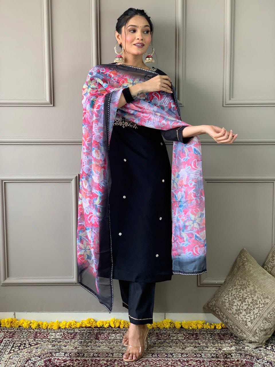 Product Image - Elegant Rayon Kurti with Silk Dupatta - Embroidered Ethnic Wear