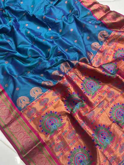 Product Image - Exquisite Soft Silk Saree with Paithani Meenakari Weaves - Festive Wear