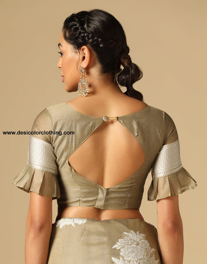 Beige Banarasi Cotton Saree