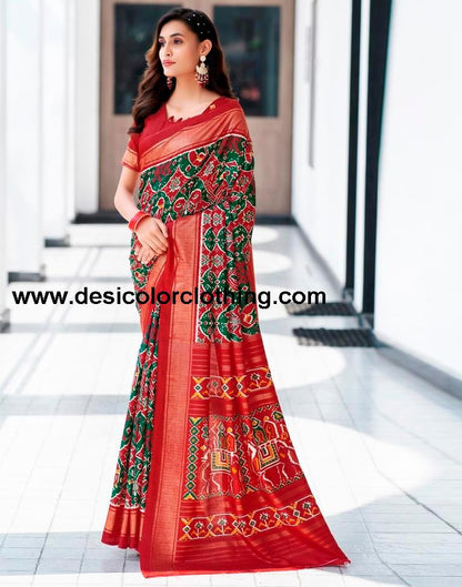 Red Silk Printed Saree