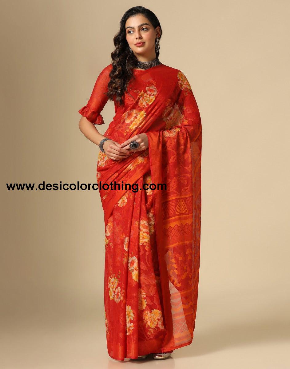Red Brasso Saree