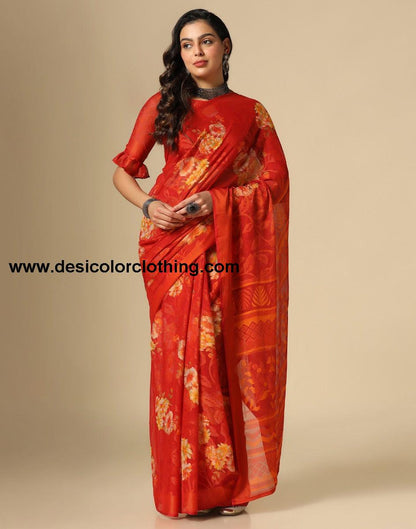 Red Brasso Saree