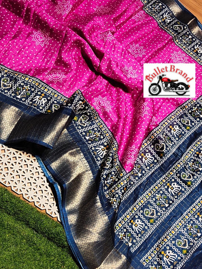 Product Image - Designer Dola Silk Saree with Floral Design & Contrast Border