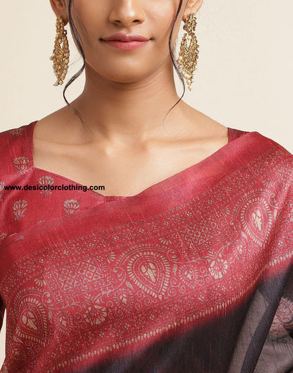 Black Silk Printed Saree