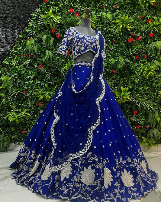 Product Image - Elegant Elephant Lehenga for Kids - Premium Chinnon Silk with Zari Embroidery