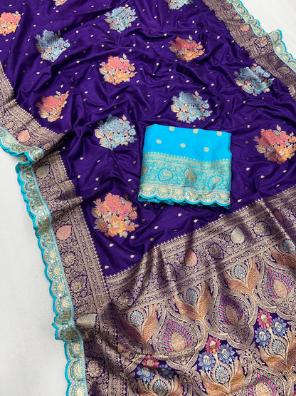 Product Image - Exquisite Designer Pure Silk Saree with Georgette Fabric - Festive Wear
