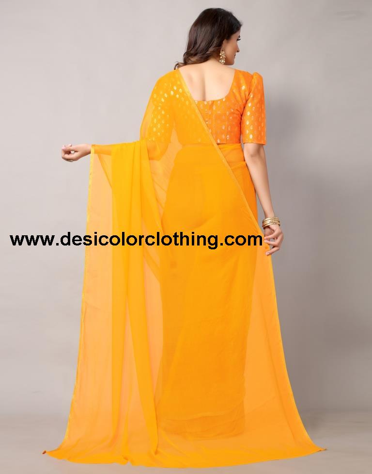 Turmeric Yellow Chiffon Saree