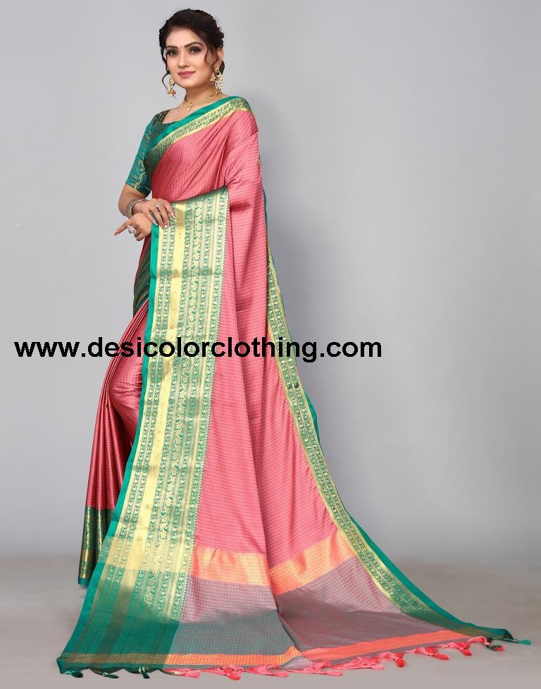 Rose Pink Kanjivaram Silk Saree
