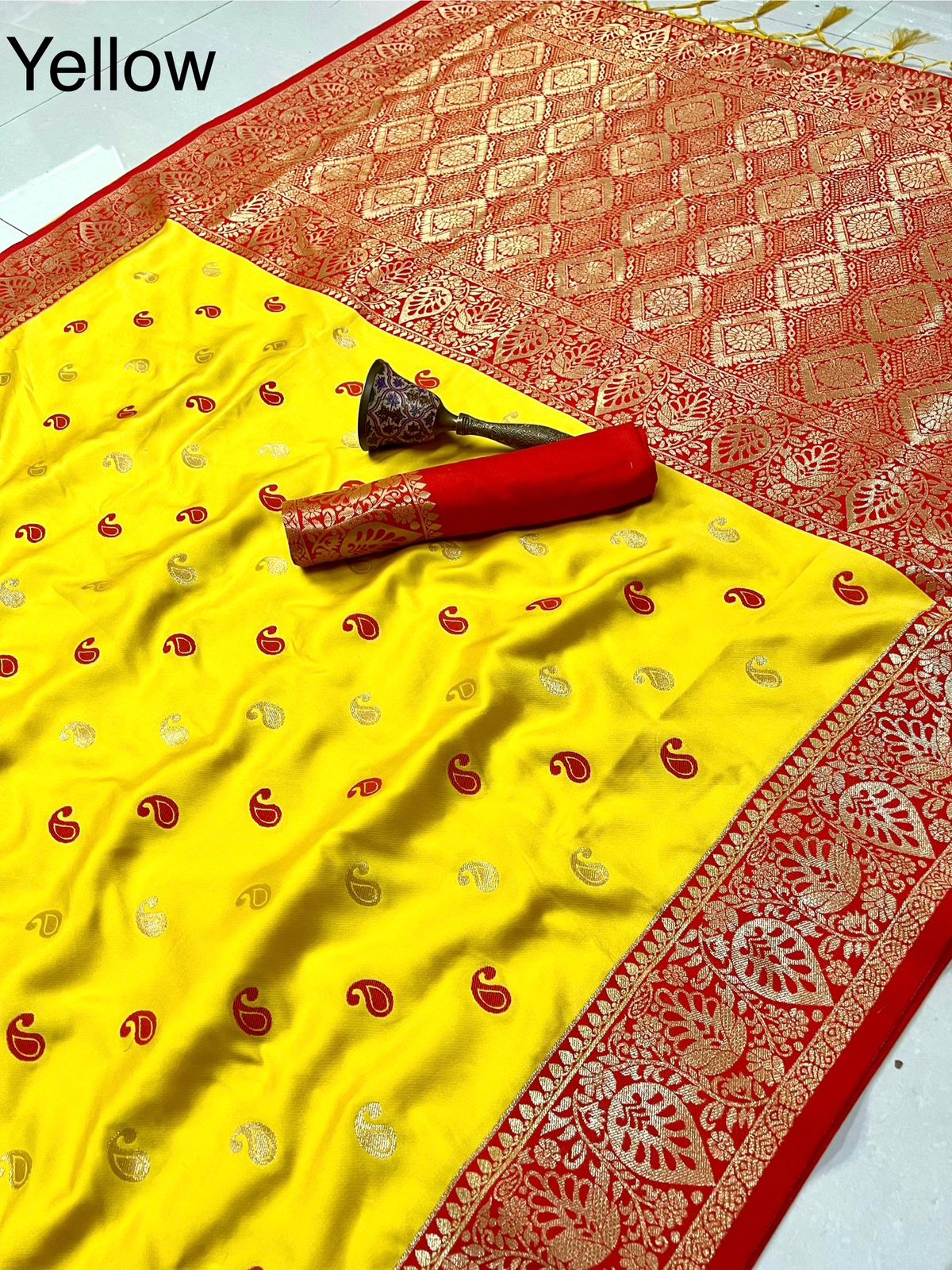 Product Image - Exquisite Pure Soft Satin Banarasi Silk Saree with Original Gold Jari