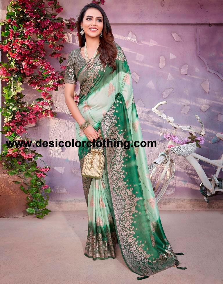 Olive Green Cotton Woven Saree