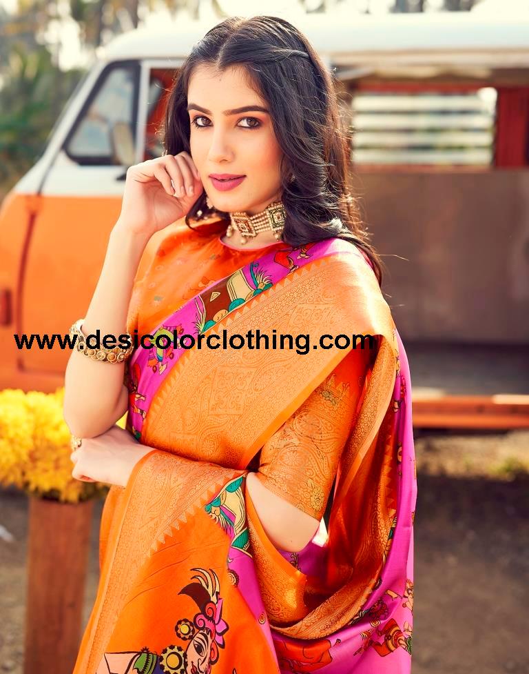 Pink Silk Printed Ready To Wear
