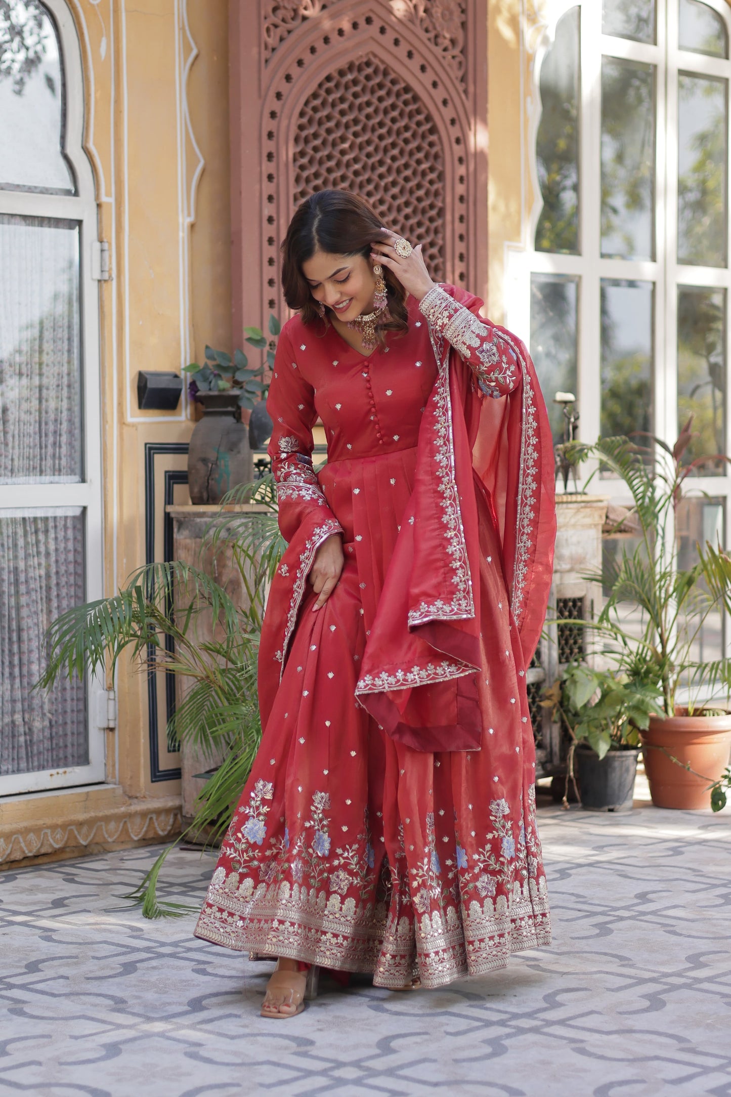 Product Image - Premium Readymade Gown with Dupatta Set