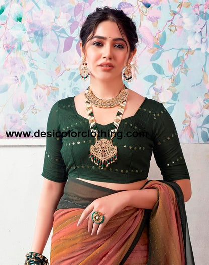 Dark Mehandi Green Georgette Printed Sarees