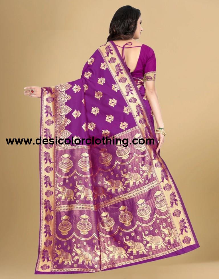 Purple Jacquard Banarasi Silk Saree