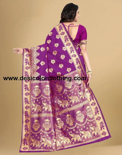 Purple Jacquard Banarasi Silk Saree