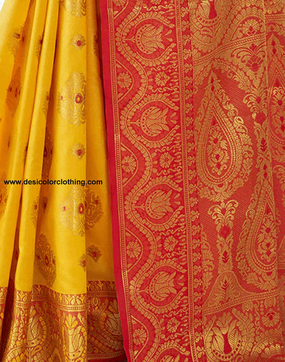 Yellow Silk Woven Banarasi Saree