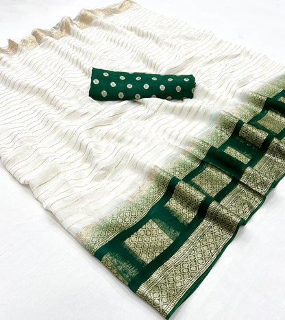 Pure Viscose Georgette Saree With Fancy Zari & Fancy Jacquard Border With Fancy Dola Silk Jecquard Blouse