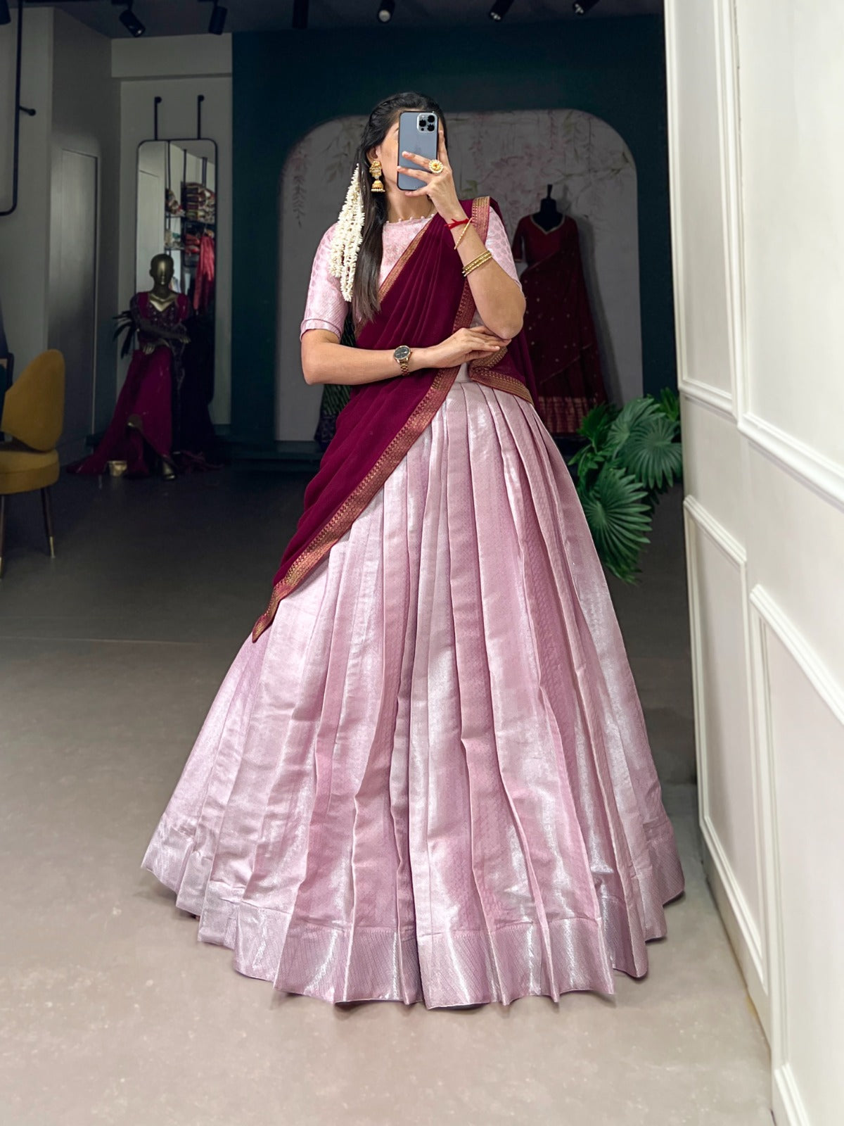 Product Image - Exquisite Jacquard Silk Lehenga Choli with Georgette Dupatta - Perfect for Wedding & Festive Wear