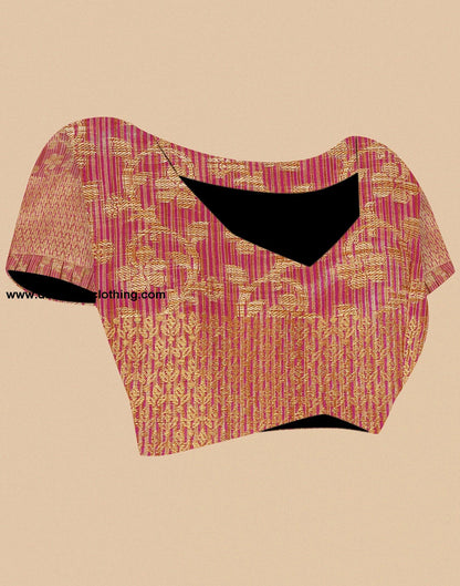 Pink. Beige Banarasi Silk Saree